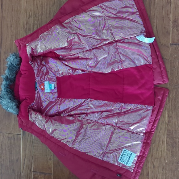 Columbia Omniheat Warm Winter Faux Fur Hooded Coat Red Large - Picture 5 of 9